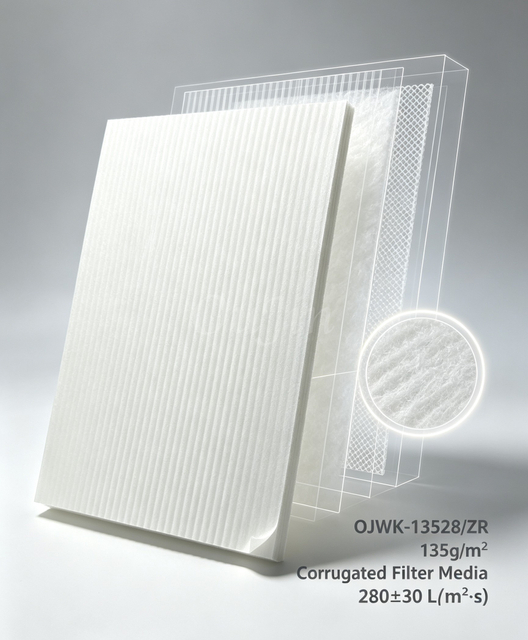 OJWK-13528/ZR Acrylic Impregnated Corrugated Filter Paper,135g Corrugated Air Filter Media for Automotive Air Filter